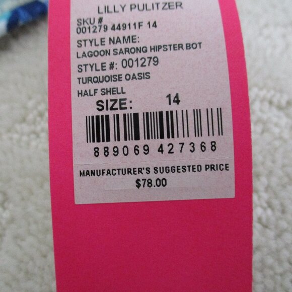 LILLY PULITZER LAGOON SARONG TURQUOISE OASIS HALF SHELL BOTTOMS! - Picture 6 of 8